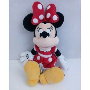 Disnery Store Minnie Mouse Wearing Red Polka Dot Dress & Bow 12" Plush